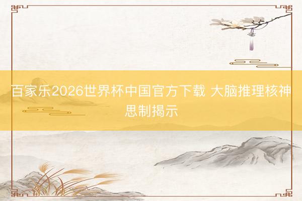 百家乐2026世界杯中国官方下载 大脑推理核神思制揭示