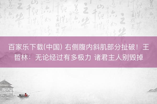 百家乐下载(中国) 右侧腹内斜肌部分扯破！王哲林：无论经过有多极力 诸君主人别毁掉