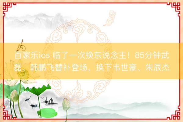 百家乐ios 临了一次换东说念主！85分钟武磊、韩鹏飞替补登场，换下韦世豪、朱辰杰