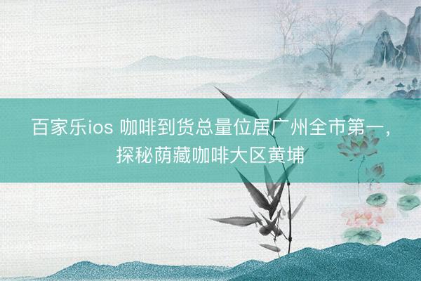 百家乐ios 咖啡到货总量位居广州全市第一，探秘荫藏咖啡大区黄埔