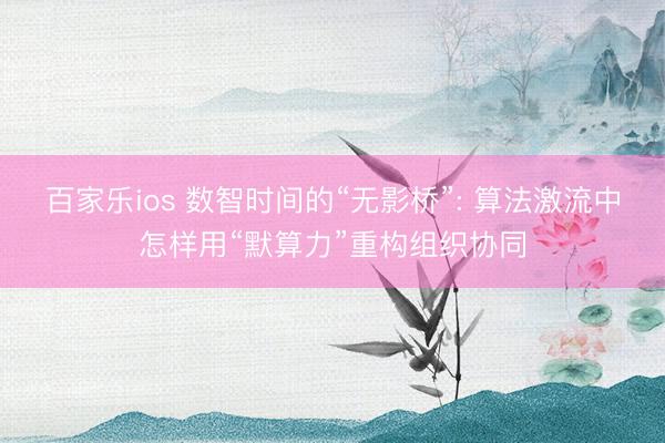 百家乐ios 数智时间的“无影桥”: 算法激流中怎样用“默算力”重构组织协同